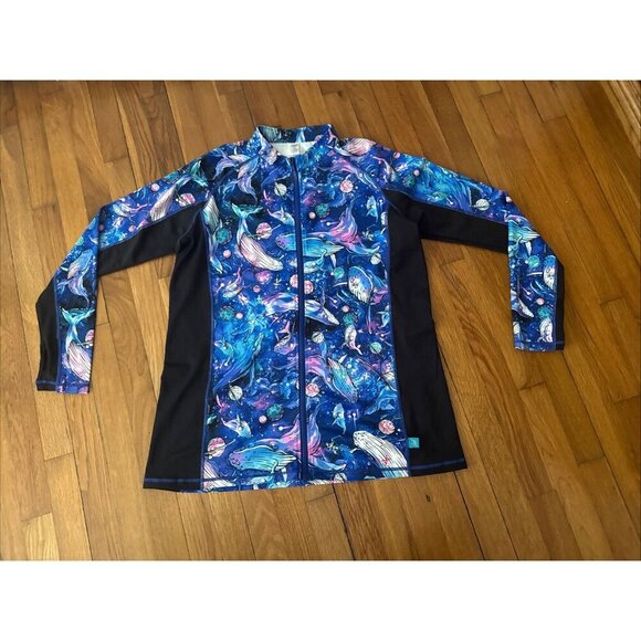 Spacefish Army Full Zip Women's Rashguard Cosmic Whale Size 3XL - Picture 3 of 7